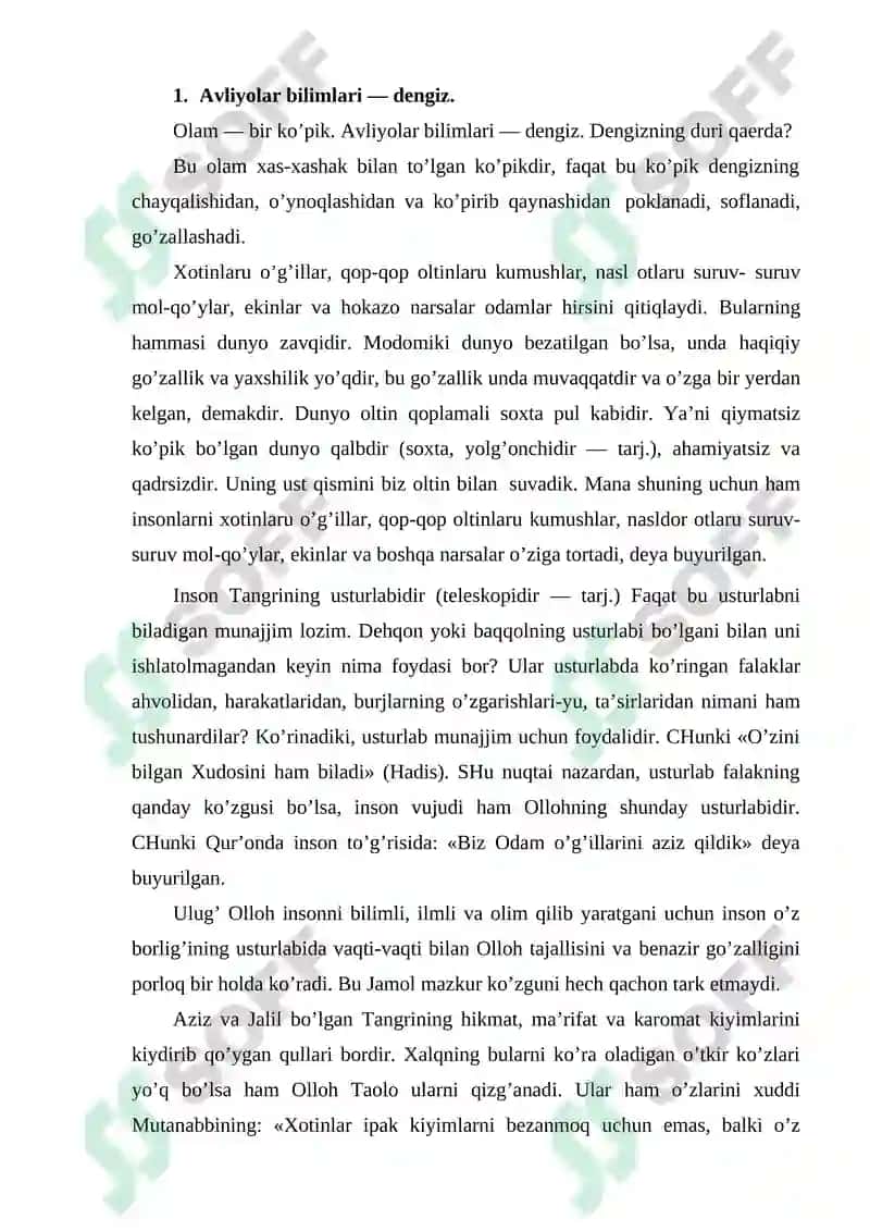 Avliyolar va falakiyot hususidagi fikrlar 4