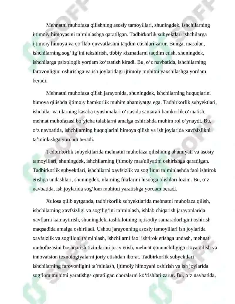 Tadbirkolik Subyektlarida Mehnatni Muhofaza Qilish 4