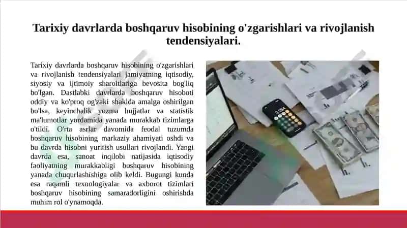 Boshqaruv hisobiniң paydo bo'lishi va tarixi yuritilishi 4