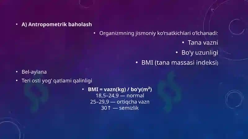 Shahsiy Ovqatlanishning Adevvatligini Organish va Baholash 4