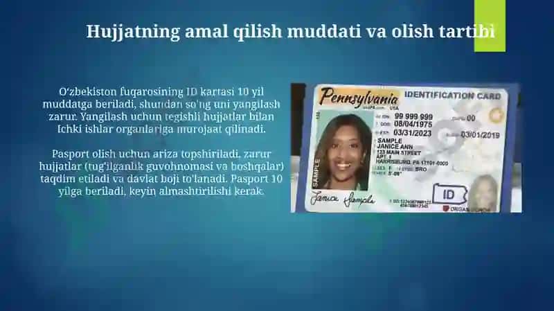 Identifikatsiya hujjatlari turlari va asosiy ma'lumotlar 4