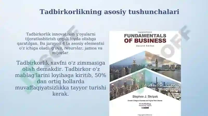 Tadbirkorlik asoslari fanining predmeti va urganish usullari 4
