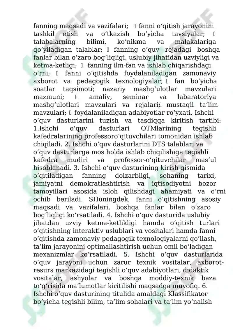 O'qitiladigan fan dasturlarini tuzish va fan o'qituvchilarga qo'yiladigan talablar 4
