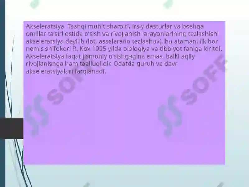 O’sish va rivojlanishga tasir etuvchi omillar. Akseleratsiya 4