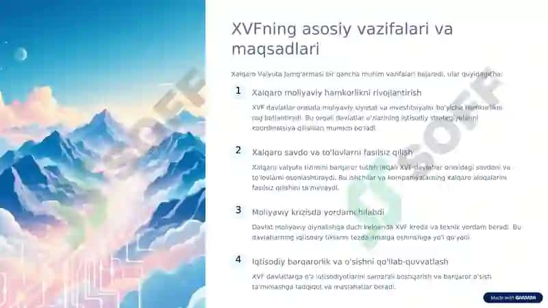 Xalqaro moliyaviy institutlar: XVFning o'rni va ro'li 4