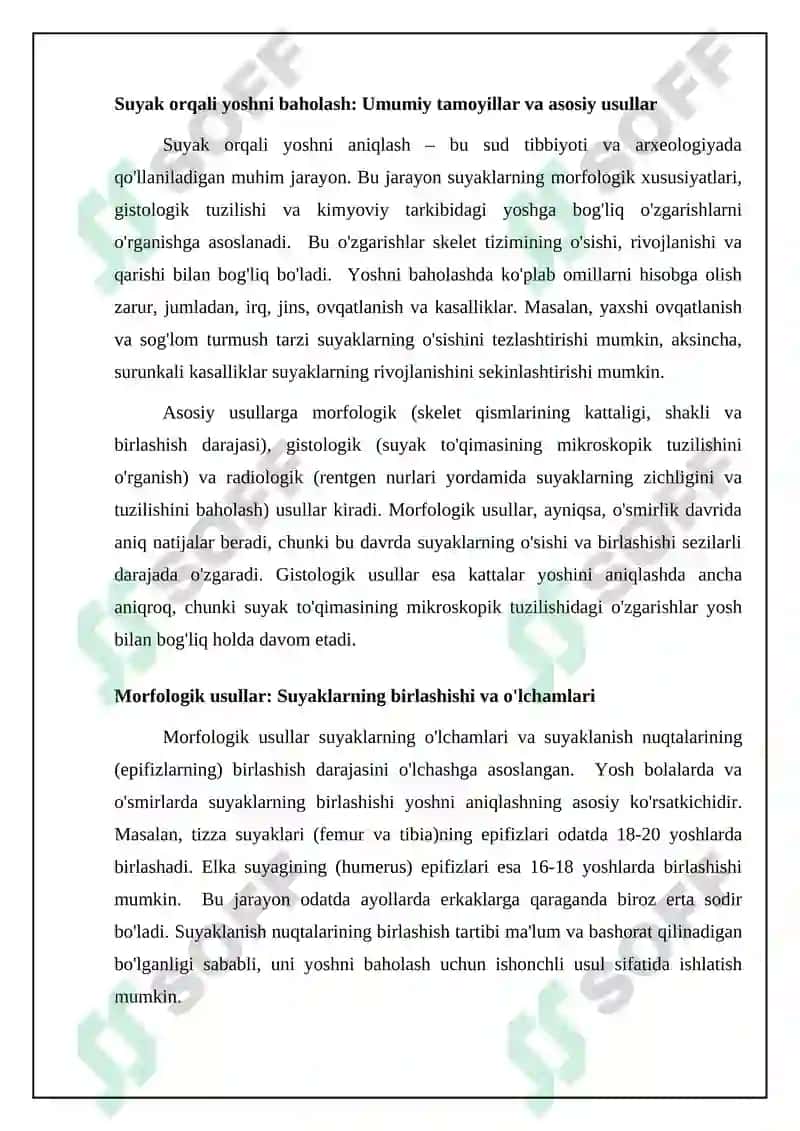 Suyak metabolizmi va yoshni baholash usullari 4