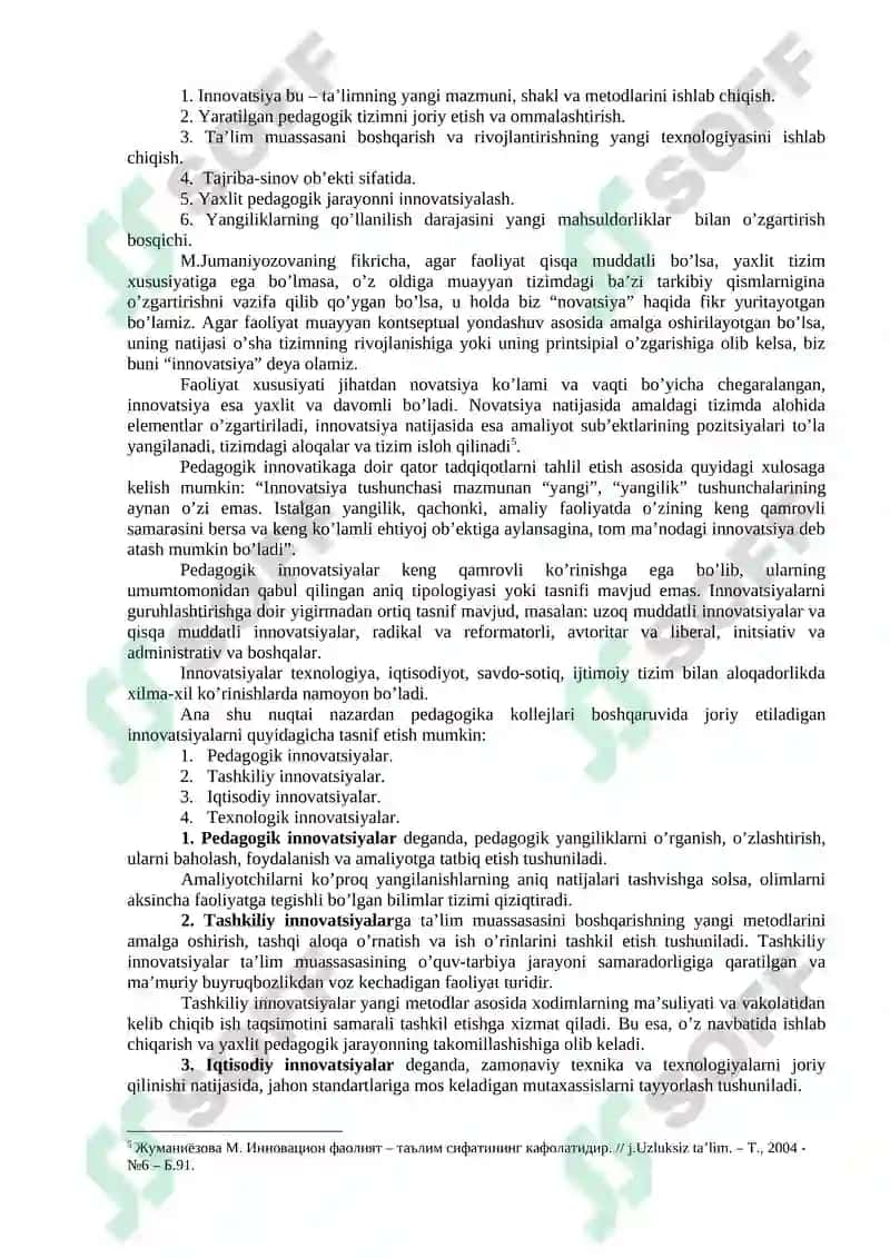 Innovatsiyalarni ta’lim jarayoniga tatbiq etishning tashkiliy pedagogik asoslari 4