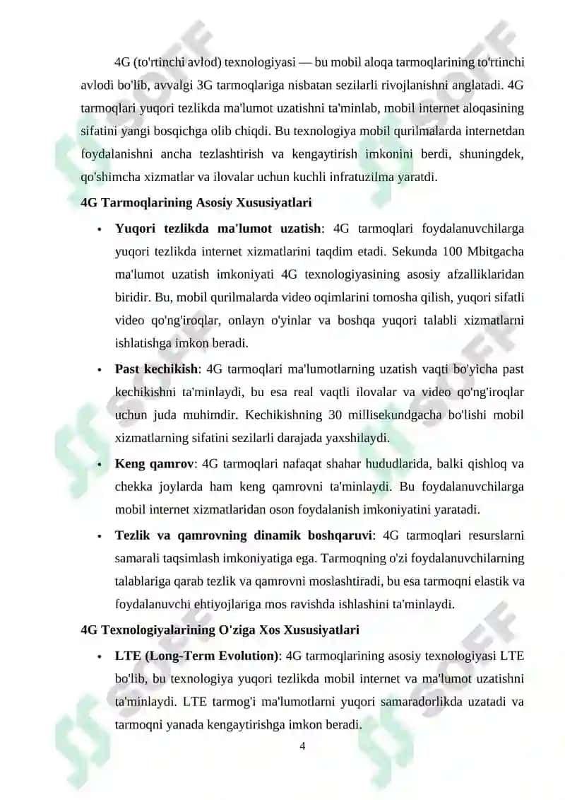 4 G sotali aloqa tarmoqlari 4