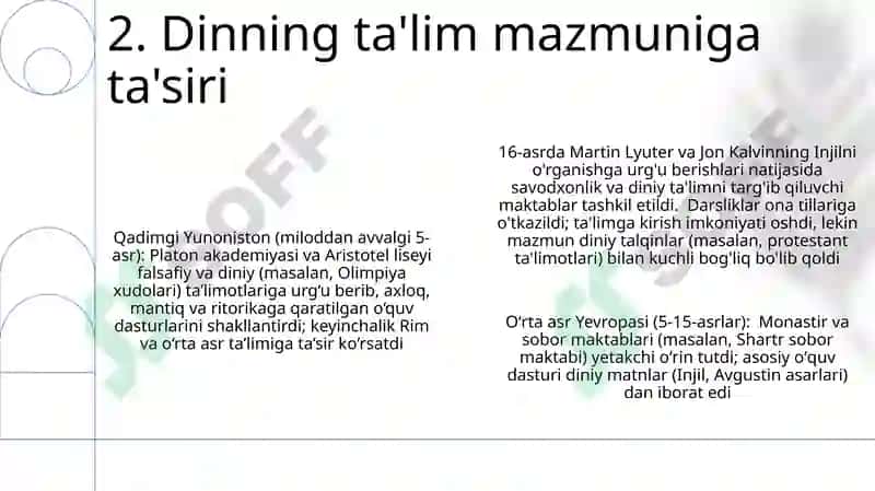 Ta'lim mazmunining belgilanishi va uning tarixiy xarakterini tahlil qiling 4
