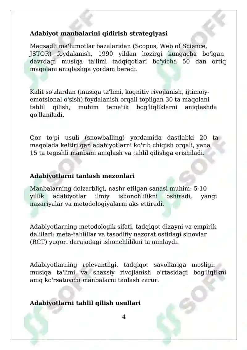 Musiqiy tarbiyaning bolalar shaxsiy rivojiga ta‘sir:tahliliy adabiyot sharhi 4
