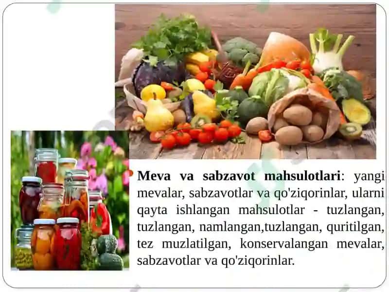 Oziq ovqat xom ashyosi, tasnifi va tovarshunoslik prinsiplari 4
