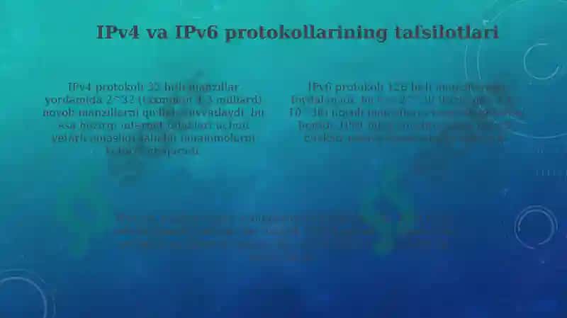 IP manzillar IPv4 va Ipv6 protokollar 4