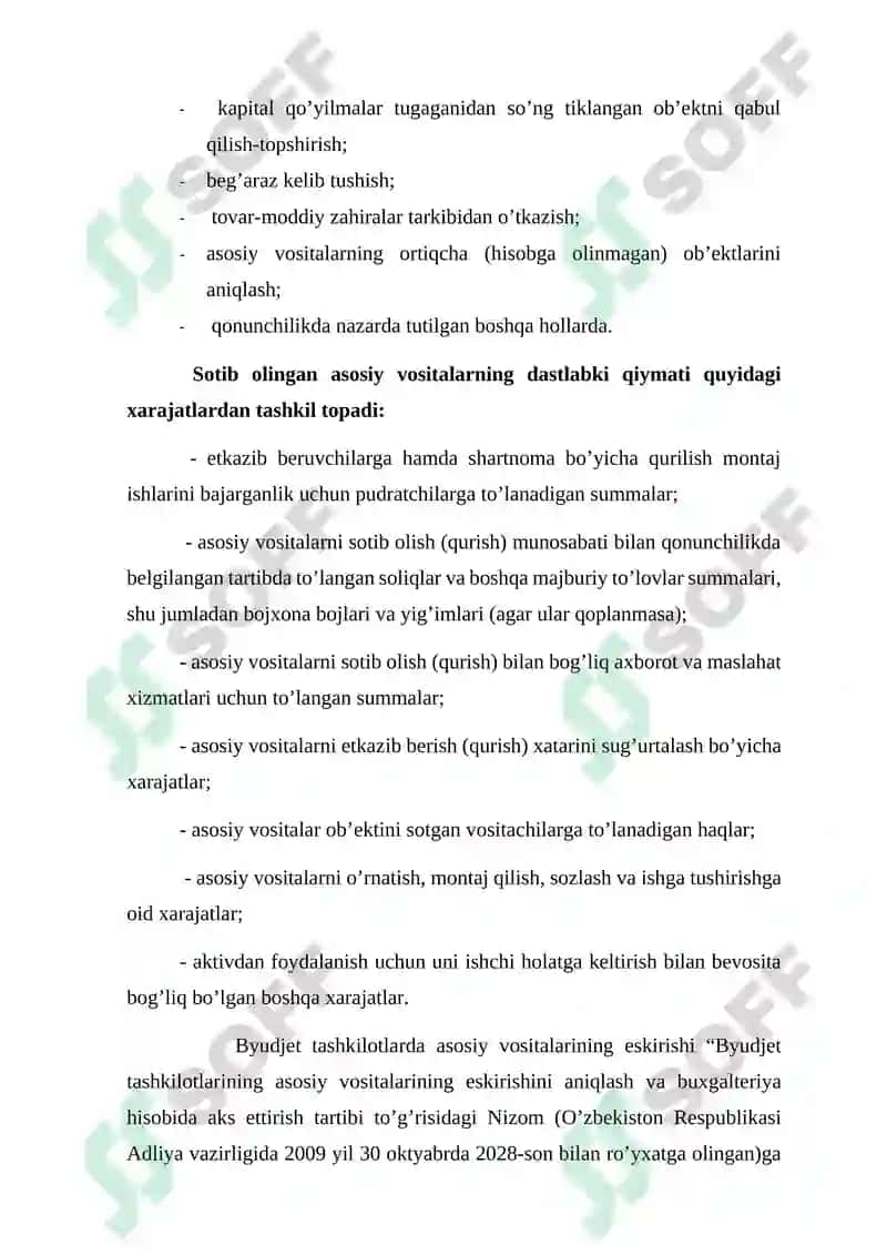 Byudjet tashkilotlarida asosiy vositalar eskirishini aniqlash va hisobga olish 4