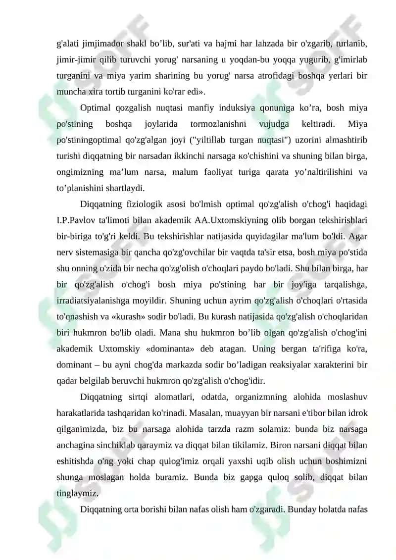 Diqqat va unung nerv-fiziologik asosi 4