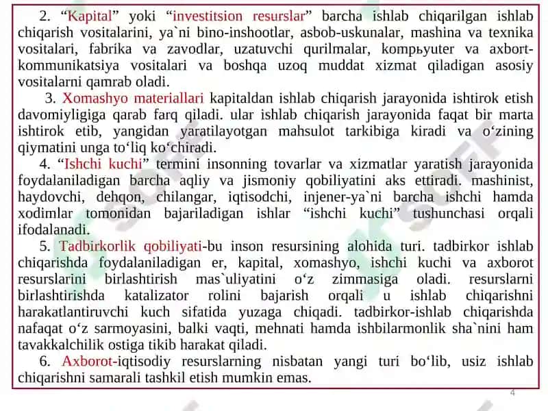 Ishlabchiqarish 4