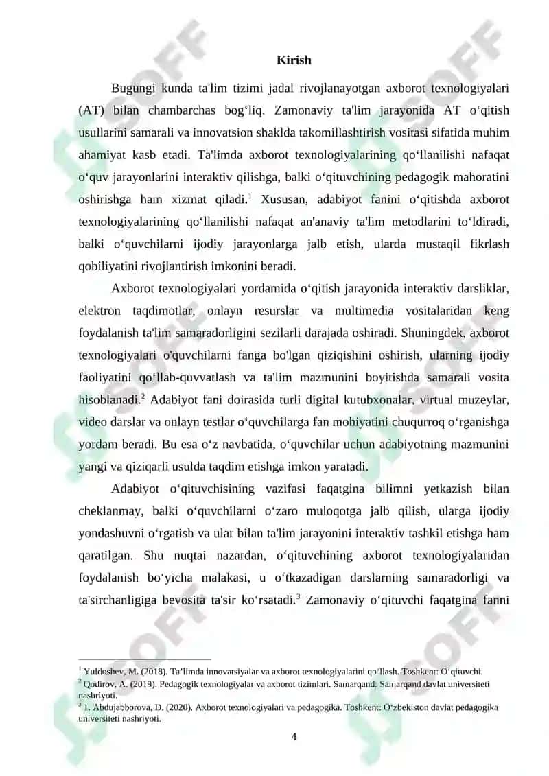 Adabiyot fanini oʻqitishda axborot texnologiyalaridan foydalanish pedagogik mahoratni oshirish omili 4