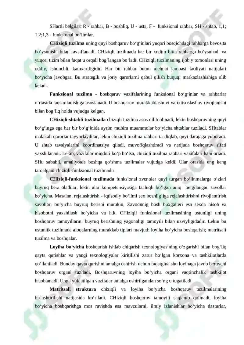 Menejment tashkiliy tuzilishi. Boshqarish usullari, qarorlari, madaniyati va uslublari 4