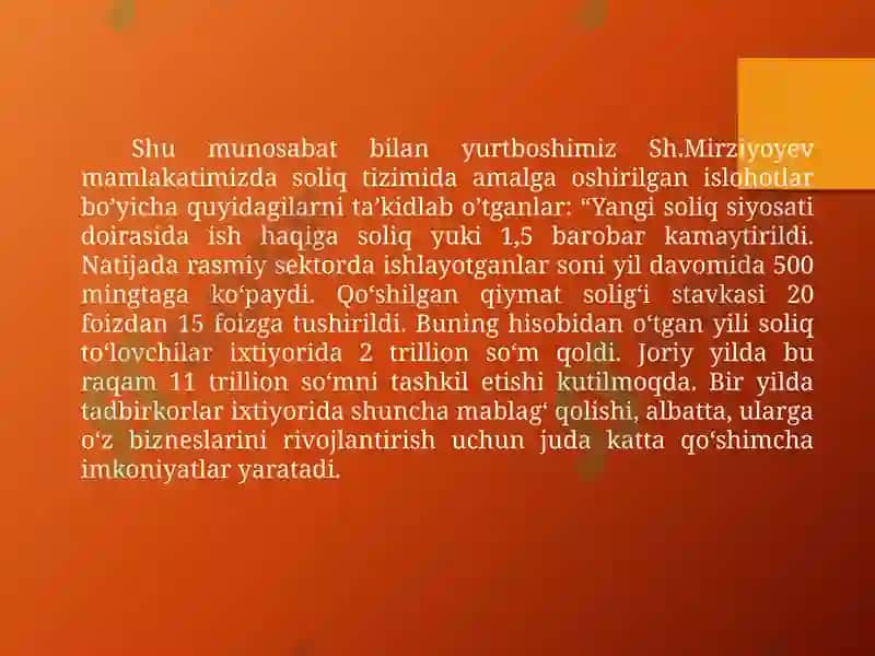Yirik biznes faoliyati soliqlarini tizimini takomillashtirish 4