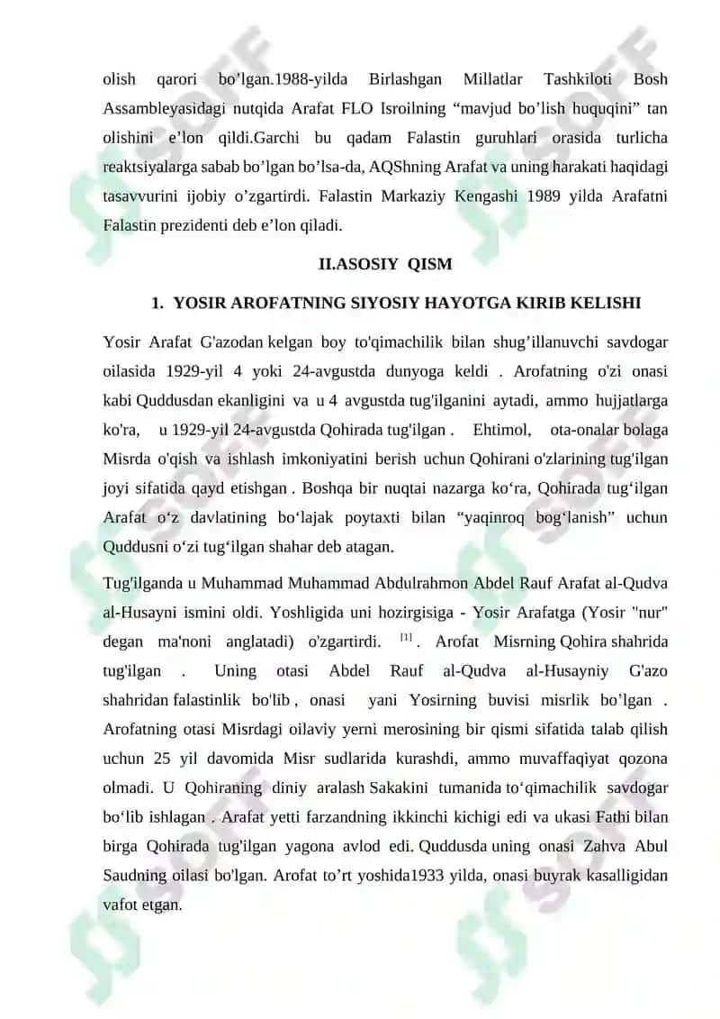 Yosir Arofatning Falastin Davlatining Tuzilishidagi O'rni 4