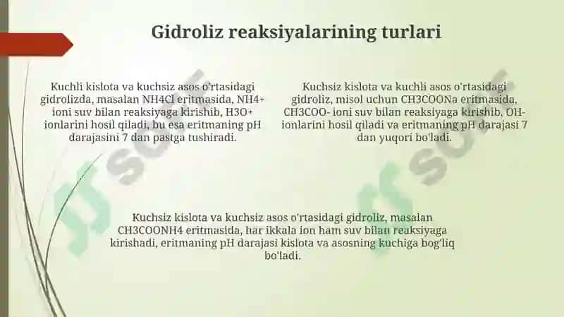 Gidroliz konstantasi va gidroliz darajasinihisoblash 4