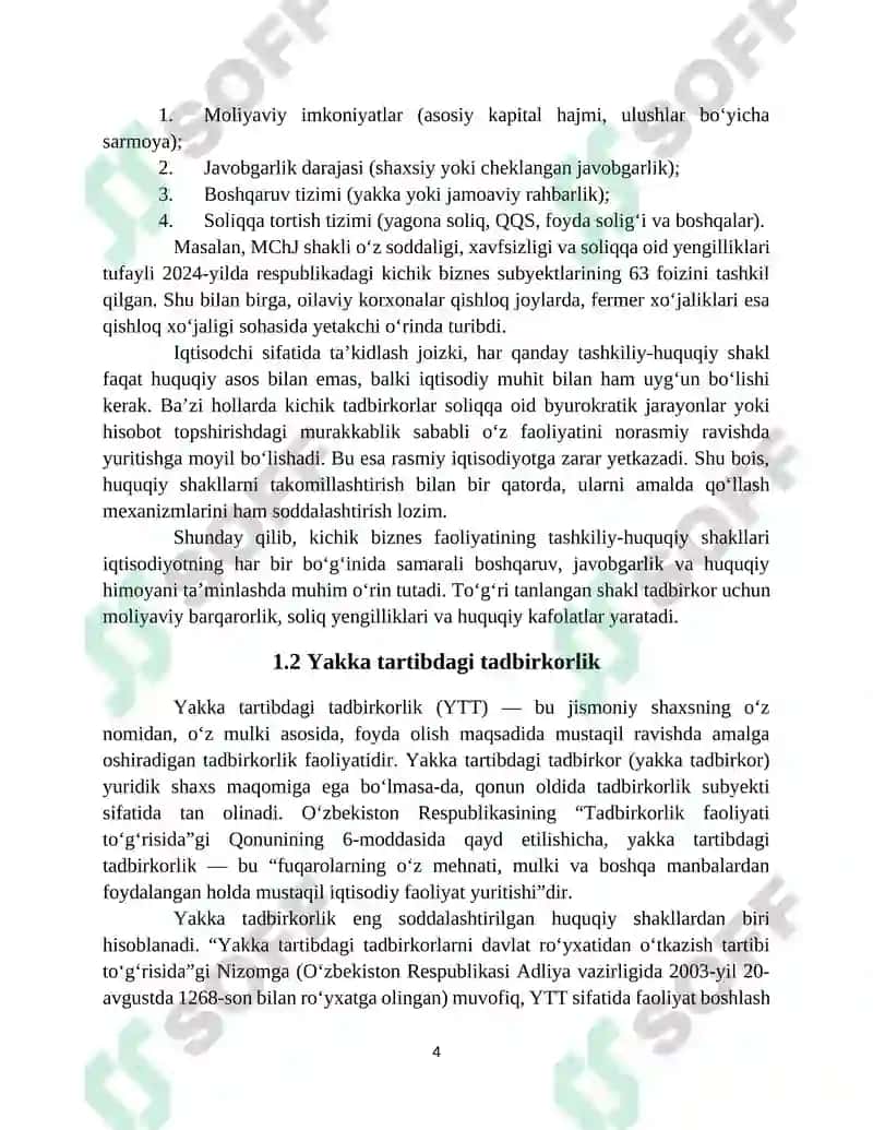 Kichik Biznesning Tashkiliy-Huquqiy Shakllari 4