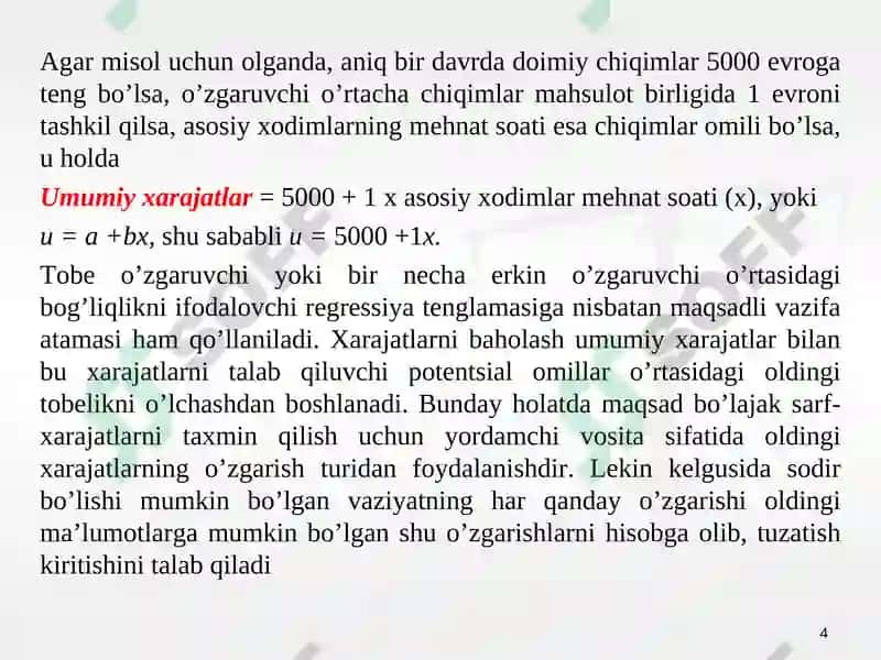 Xarajatlar va ulargadir baholash 4