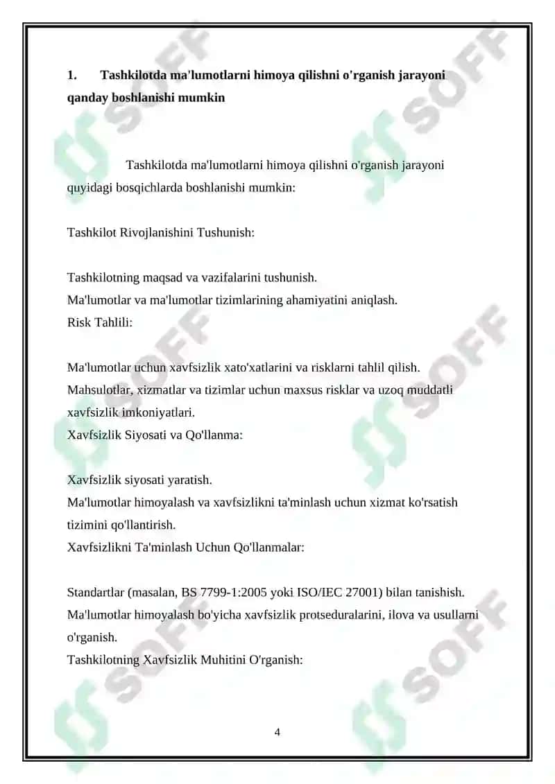 BS 7799-1:2005 - BRITANIYA STANDARTI (AXBOROT XAVFSIZLIGINI BOSHQARISH AMALIYOTI) TAVSIFI 4