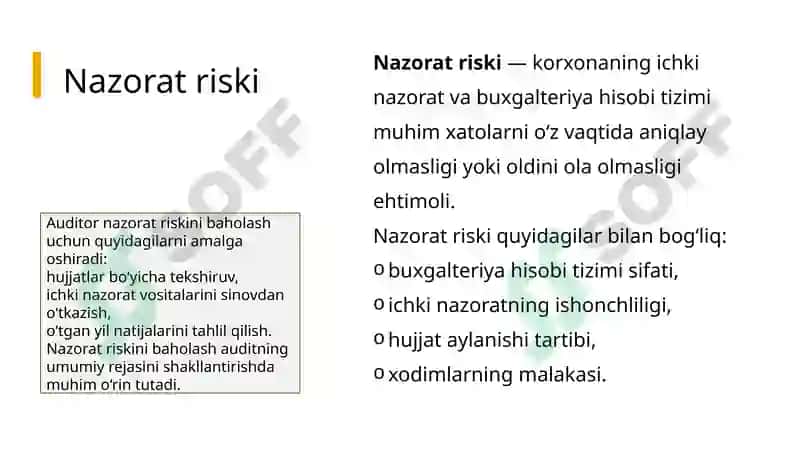 Audit riski va uni baholash usullari 4
