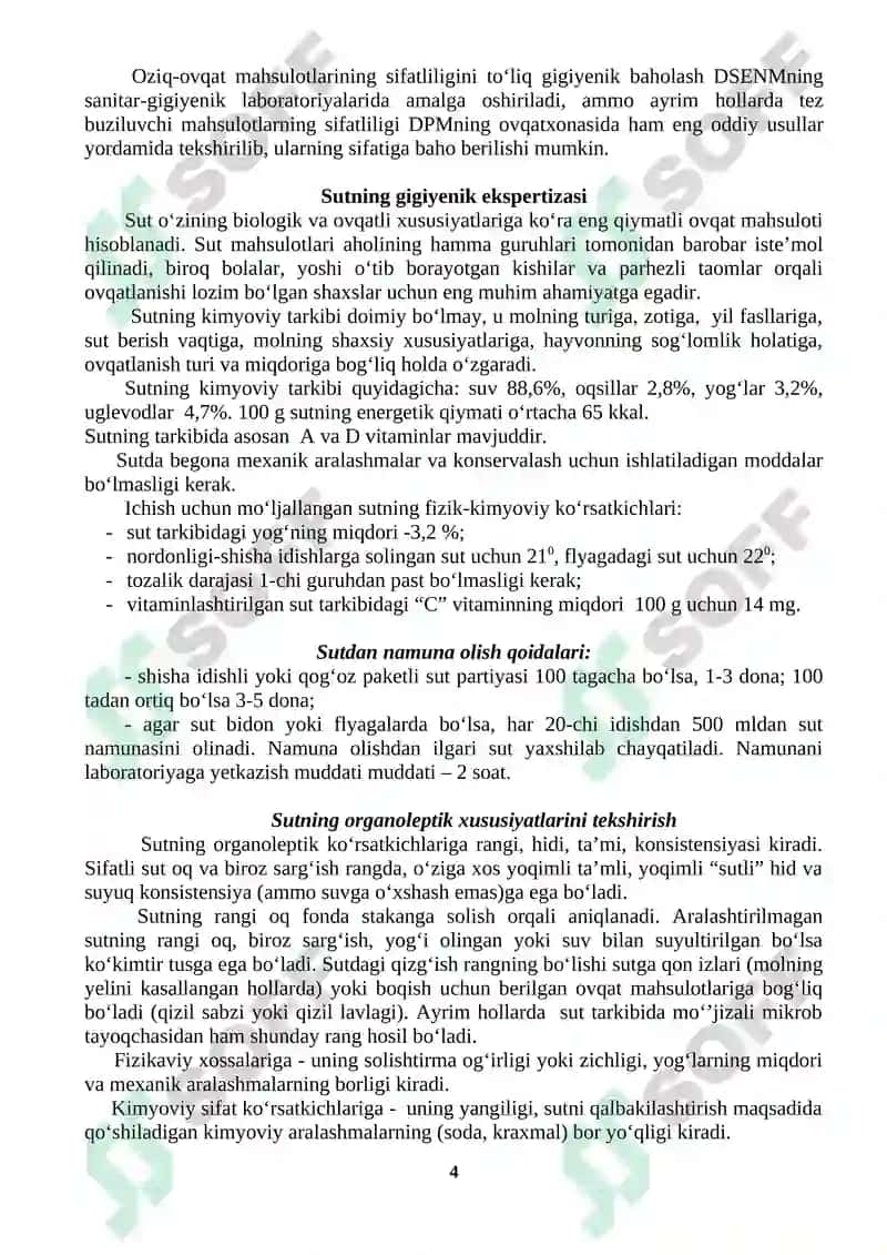 TEZ BUZILUVCHI OVQAT MAHSULOTLARINING TO‘LA SIFATLILIGINI BAHOLASH 4