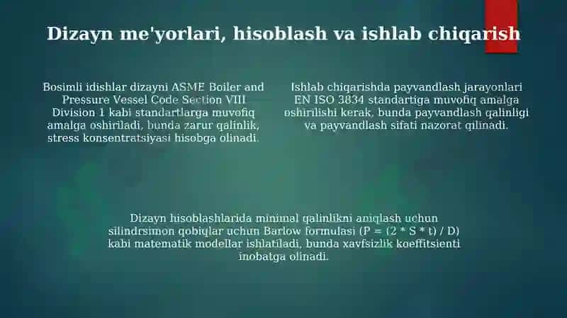Bosimli idishlar va apparatlar: Ta'riflar, tasniflash va materiallar 4