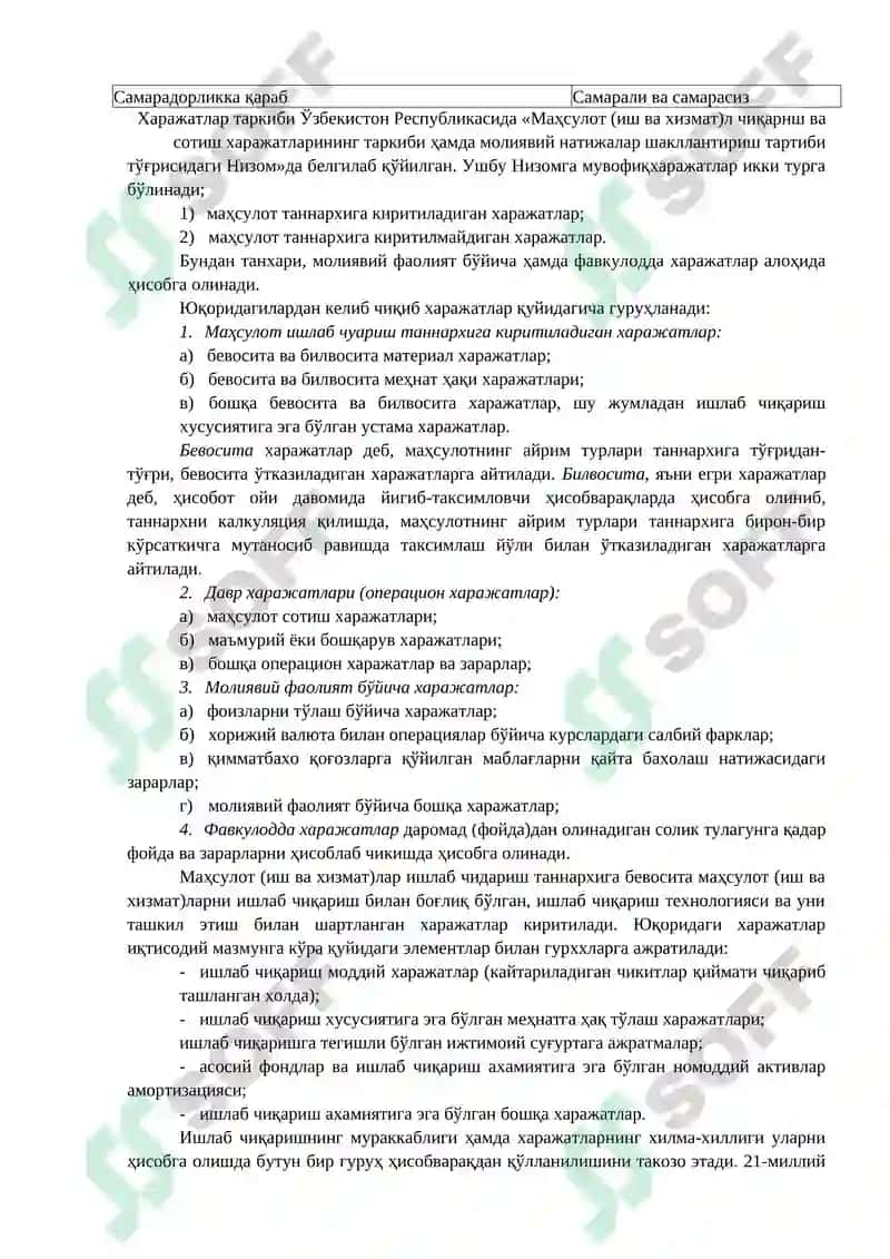 ХАРАЖАТЛАР ҲИСОБИ 4