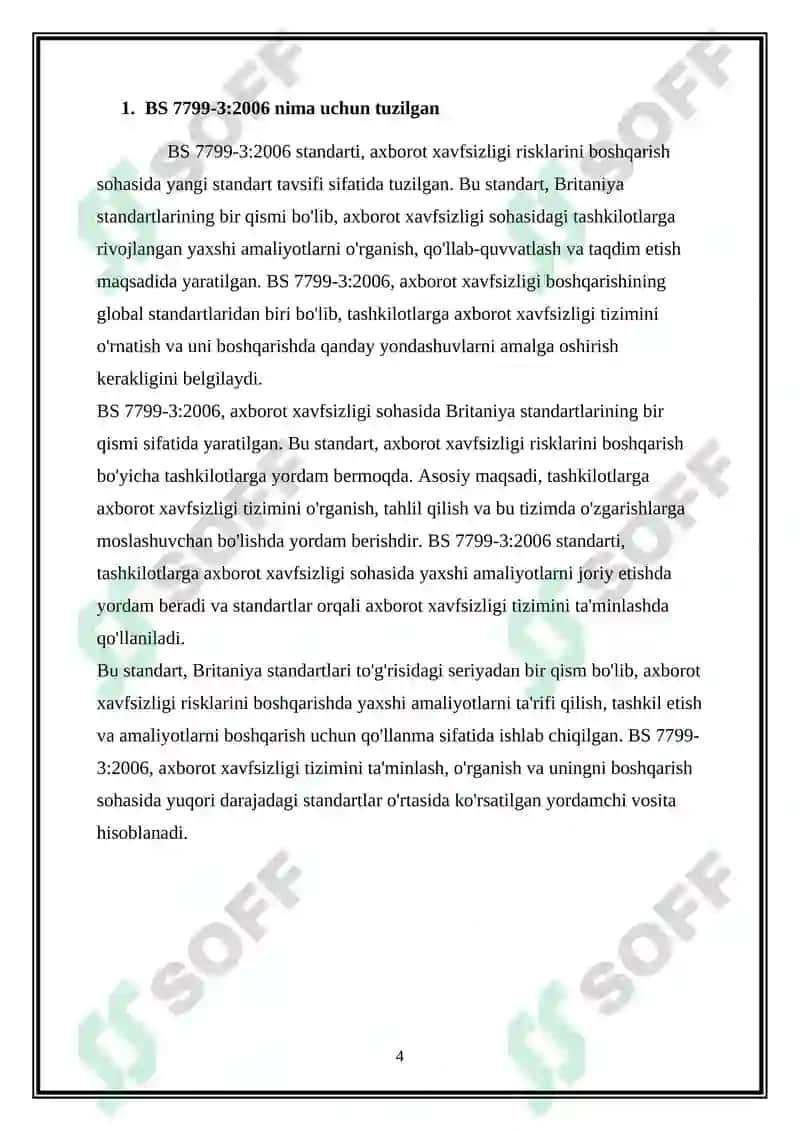 BS 7799-3:2006 - Britaniya standarti BS 7799. Axborot xavfsizligi risklarini boshqarishda yangi standart tavsifi 4