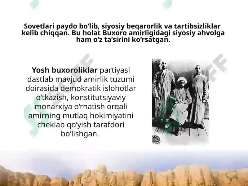 Buxoro amirligida islohotlar uchun kurash hamda qizilarmiyaning faoliyati 4