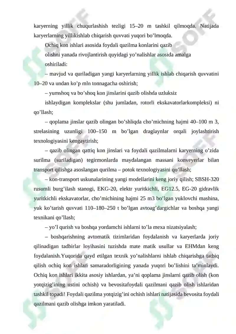 Foydali qazilmalarni ochiq usulda qazib olish to’g’risida tushuncha 4