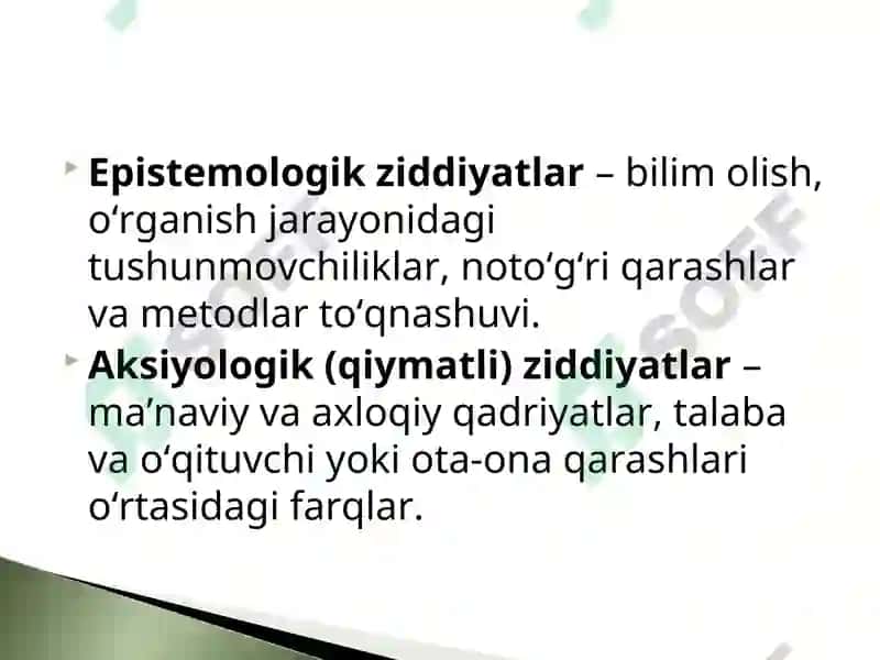 Pedogogik nizolar va ziddiyatlarning falsafiy, pedagogik-psihologik tasnifi. 4