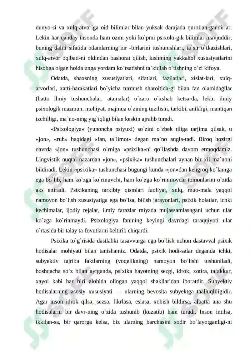Psixologiya fanining predmeti, maqsadi va vazifalari 4