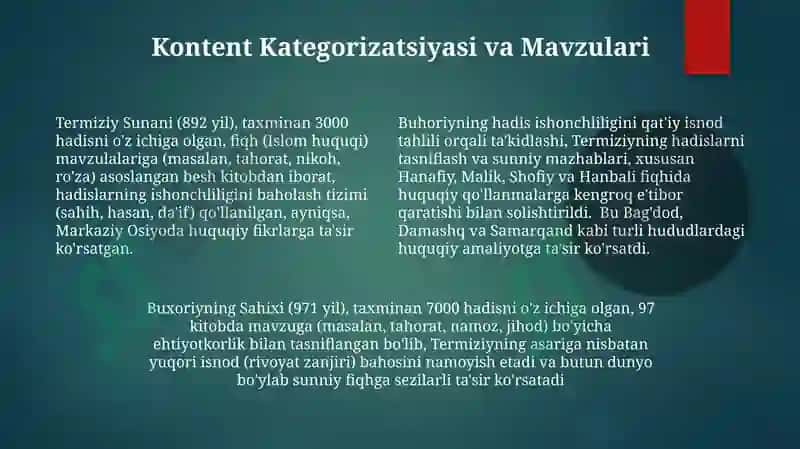 Imom Buxoriy va Termiziyning hadis ilmiga qoʻshgan hissalarining qiyosiy tahlili 4