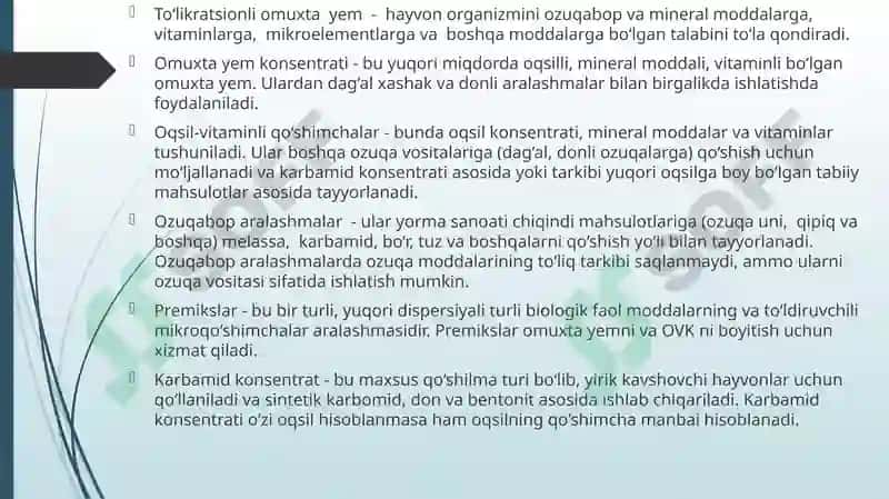 Omixta yem turlari o’rganish 4