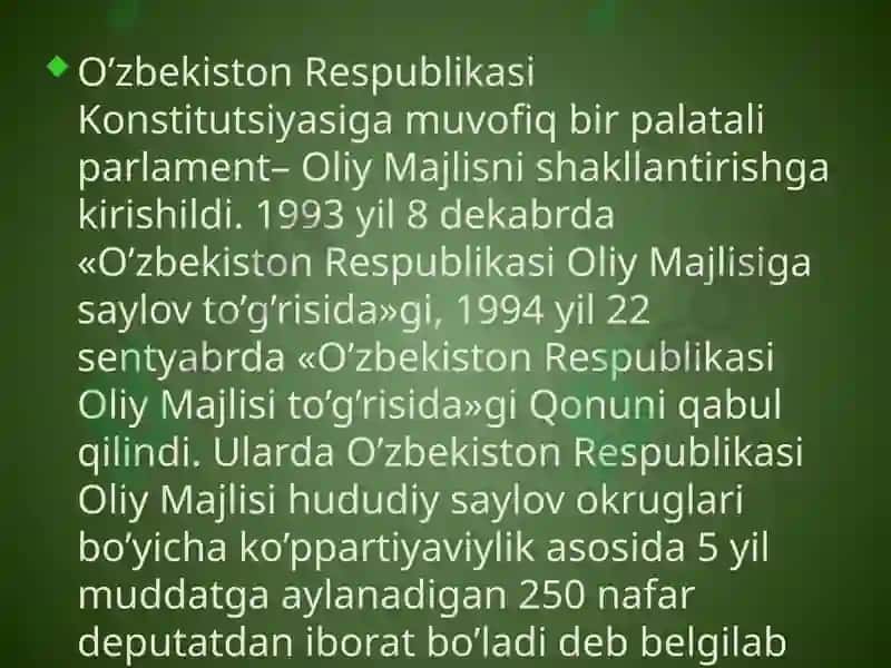O’zbekiston Respublikasi Qonun chiqaruvchi hokimiyati 4