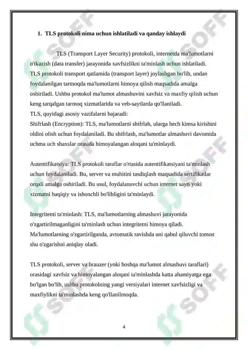 Transport qatlamining xavfsizlik protokollari (TLS protokoli) 4