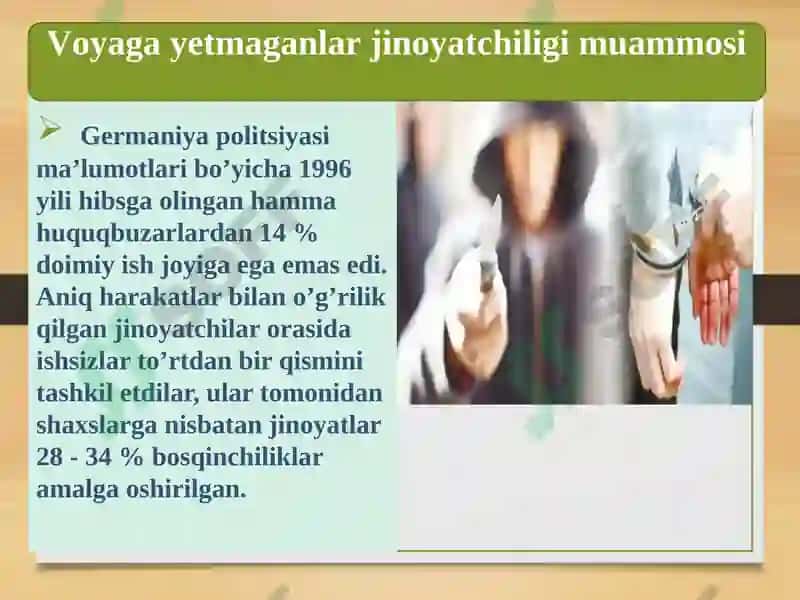 Jinoyatchilik - bolalarda g‘ayriqonuniy hatti-harakatning namoyon bo’lish shakli sifatida 4