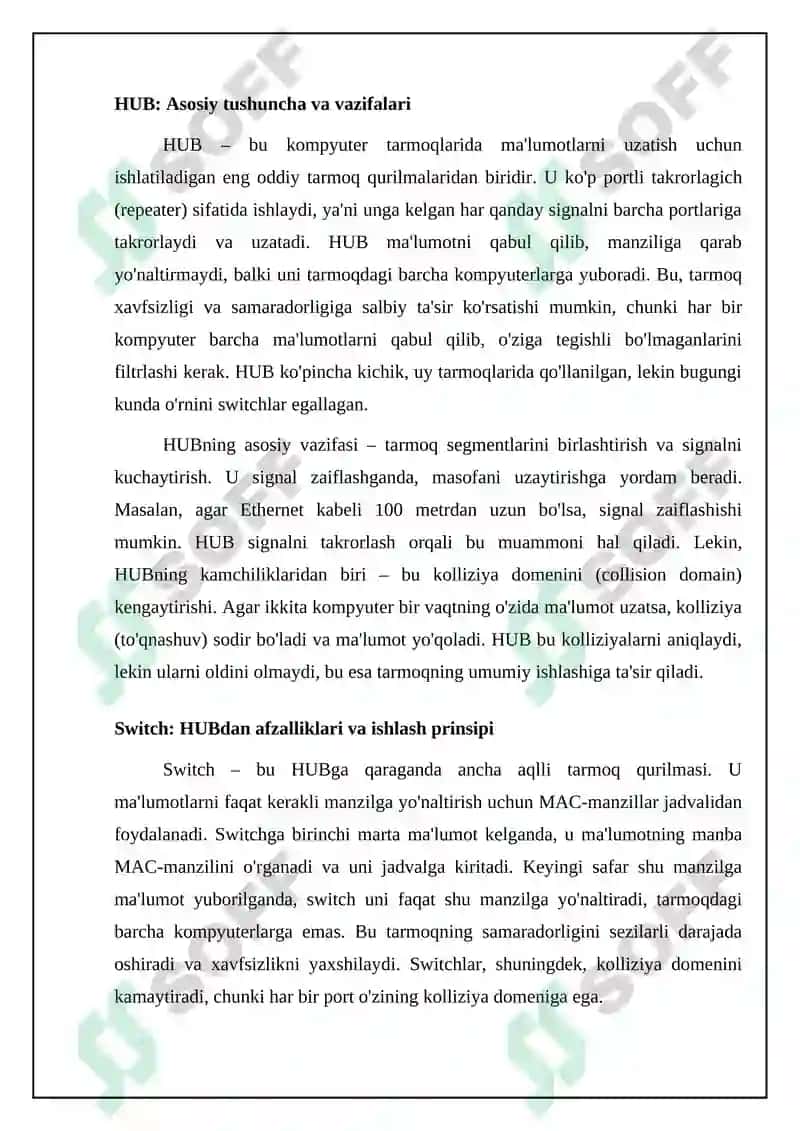 Zamonaviy tarmoq qurilmalari: HUB, Switch va Modem 4