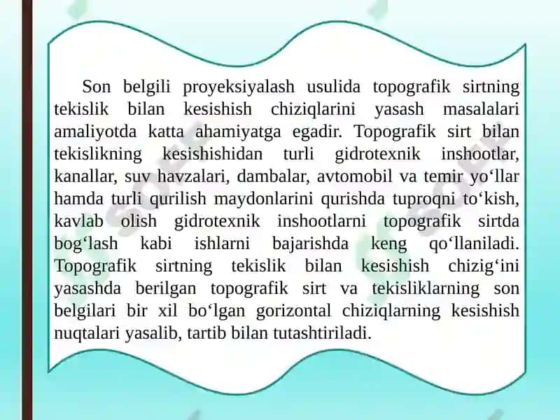 Topografik sirtlar bilan ko’p yo’qlarning o’zaro kesishuvi 4