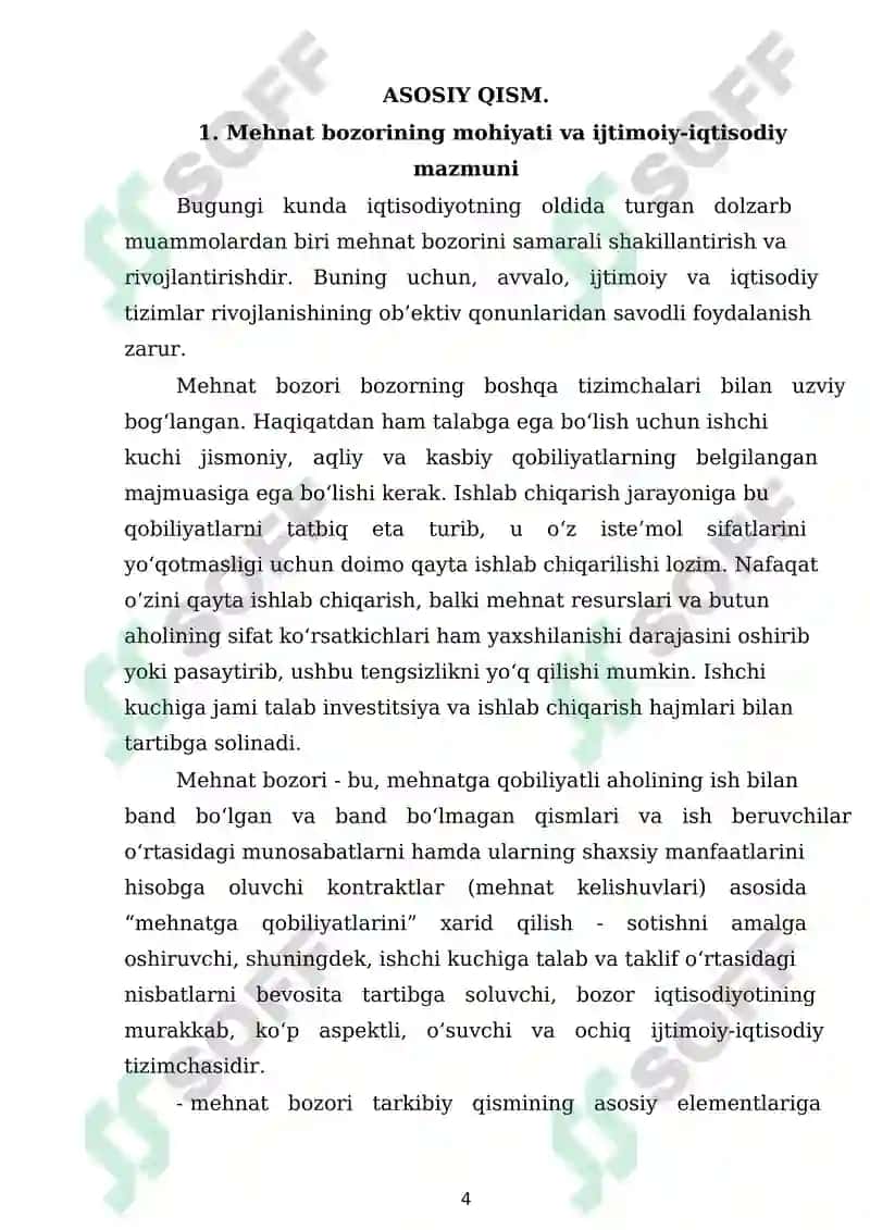 O'ZBEKISTON RESPUBLIKASIDA MEHNAT BOZORINING SHAKLLANISHI VA ISHSIZLIKNI O'ZIGA XOS XUSUSIYATLARI 4