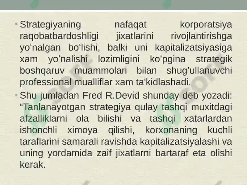 Rivojlanish va o'sish strategiyasi 4