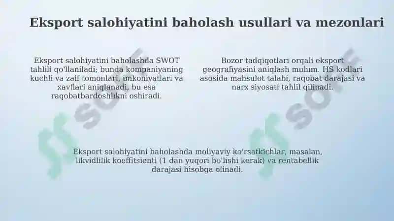 Tadbirkorlik subʼektlarining eksport salohiyatini baholash 4
