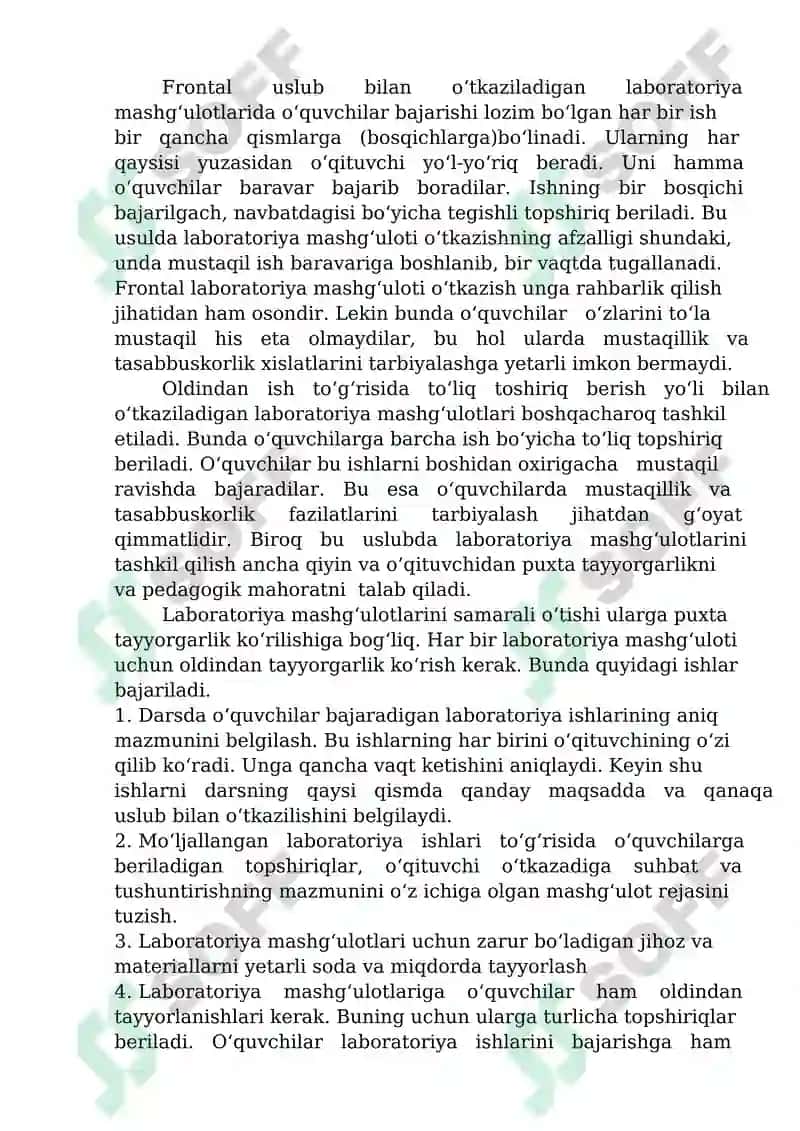 Tabiiy fanlar nazariyasi va metodikasi fanida amaliy va laboratoriya ishlarini uyshtirish 4