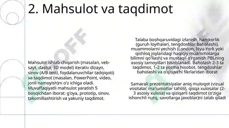 O'quv-loyihaviy ta'limning asosiy ta'moillari 4