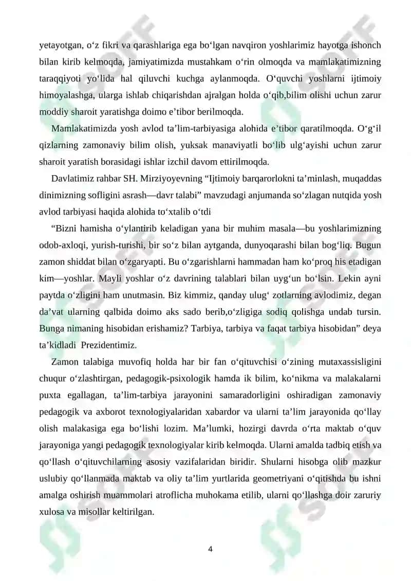 Tekislikda geometrik almashtirishlar va ularning qo‘llanilishi 4
