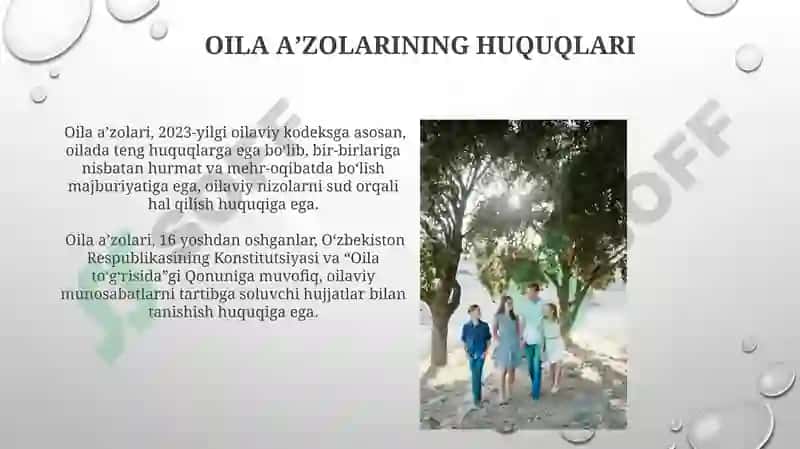 Oila aʼzolarining ózaro huquq va majburiyatlari 4